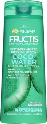 Zdjęcie produktu dla Garnier Fructis, szampon z wodą kokosową do włosów przetłuszczających się i suchych końcówek, nawilżający, 250ml