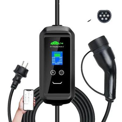 Immagine prodotto di Caricabatterie portatile per veicoli elettrici, corrente regolabile da 3,6KW, grado di protezione IP67, cavo da 5m, 16A 1P 36kw Tipo2