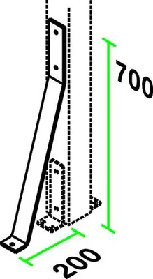 Produktbild von Sturmankerlasche Osmo zum Aufschrauben für Holzpfosten 200 x 700 mm feuerverzinkt