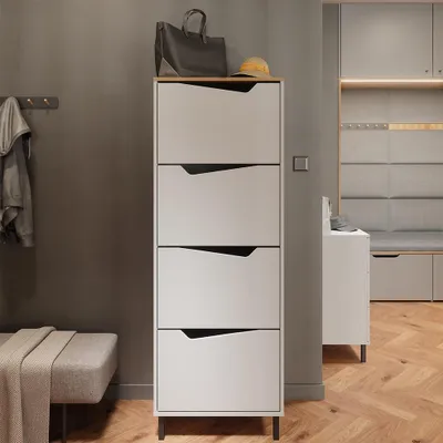 Immagine prodotto di Scarpiera da ingresso Vicco Marelle Bianco/Artisan 60 x 167.4 cm con 4 scomparti, Model 57865