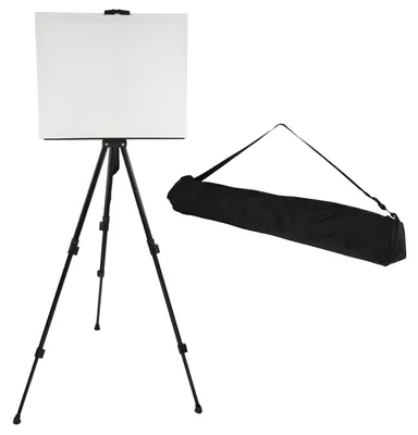 Imagen del producto de Caballete plegable y ajustable: ajustable de 52 a 162 cm, para lienzos de hasta 80 cm, con estructura de tres patas, ligero y portátil, incluye una bolsa de transporte. Caballete para artistas