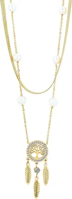 Produktbild von "Freia" Edelstahl Layering Kette, 40 cm und 45 cm + 5 cm  Lebensbaum, und Feder