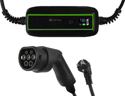 Produktbild von Green Cell® GC Type 2 Tragbares Ladekabel für EV Elektroautos PHEV Ladebox 10/16A | Ladegerät Typ 2 auf Schuko | 3,6kW | 6.5 m / 21 ft | Kompatibel mit Tesla Model S / 3 / X/Y, ZOE, i3, ID.3, I-Pace