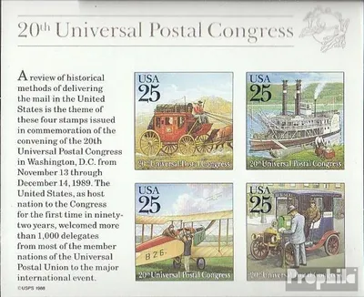Produktbild von Briefmarken USA 1989 Mi Block22 (kompl.Ausg.) postfrisch Historische Postbeförderung