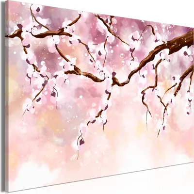 Produktbild von Italienischer Leinwand Leinwandbild - Cherry Blossoms (1 Part) Wide 120x80 cm Blumen b-A-0862-b-a