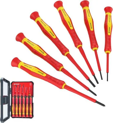 Immagine prodotto di Set di cacciaviti per elettricisti 1000 V - Set di mini-punte magnetiche con valigetta, set da 6 pezzi