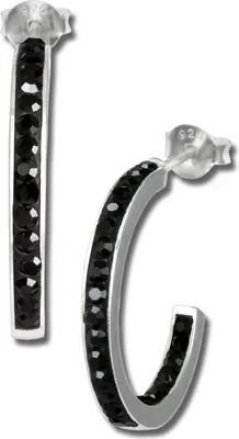 Produktbild von SilberDream Creolen für Damen Silber schwarz Zirkonia Ohrringe 20mm SDO8701S