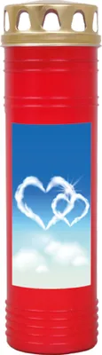 Image de Bougie funéraire rouge 170h ( couvercle or ) - coeur