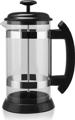 Produktbild von Kaffeebereiter aus Glas (1 Liter, Edelstahlfilter, Kaffeebereiter mit Sieb), Schwarz/Silber