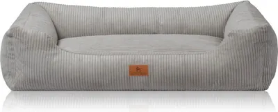 Produktbild von Knuffelwuff Hundebett aus Cord mit Handwebcharakter Olivia in hellgrau XXL