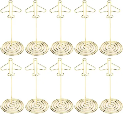 Immagine prodotto di Porta segnaposto in metallo, 10 pezzi, color oro, per biglietti da visita e foto