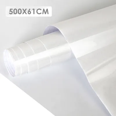 Image de Film adhésif Yakimz, pour le bricolage, la rénovation, les meubles et la cuisine, film décoratif autocollant, film PVC pour meubles, 500x61 cm, blanc