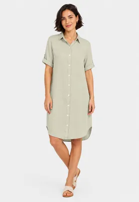 Produktbild von EIGHT 2 NINE Kurzarmkleid Krempelärmel Einfarbig Knopfleiste Modern  Größe: S