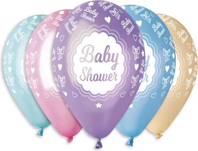 Zdjęcie produktu dla Balony Baby shower, metaliczne, 30 cm, 5 szt.