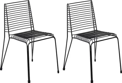 Zdjęcie produktu dla BELIANI Zestaw 2 krzeseł czarny metalowy ze stali dla 2 osób na taras balkon nowoczesny