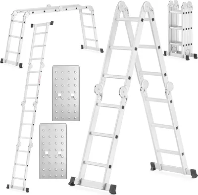 Zdjęcie produktu dla Drabina aluminiowa wielofunkcyjna przegubowa 4x3 HIGHER 150kg + podest