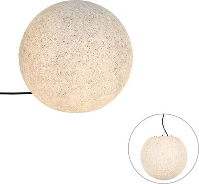 Produktbild von QAZQA - Moderne Außenleuchte I Sockelleuchte Grau 35 cm IP44 - Nura I Außenbeleuchtung - Kunststoff Kugel I Kugelförmig - LED geeignet E27