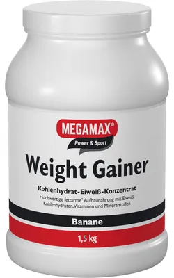 Produktbild von MEGAMAX Power & Sport Weight Gainer Pulver Banane-Geschmack, 1500 g Pulver