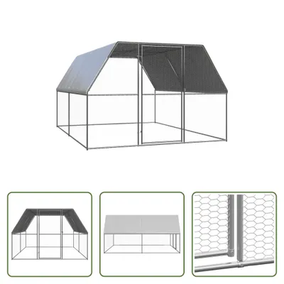 Produktbild von The Living Store Outdoor-Hühnerkäfig 3x4x2 m Verzinkter Stahl