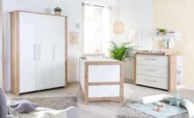 Produktbild von roba Kinderzimmer Set 3-teilig Malo - Gitterbett 70 x 140 cm + Wickelkommode + Kinderkleiderschrank 3-türig