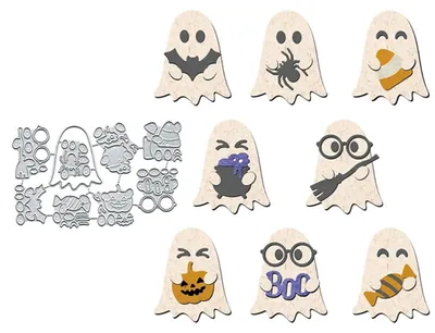 Halloween-Geister Stanzschablonen, Metall, 13,7x8,4 cm, DIY Scrapbooking