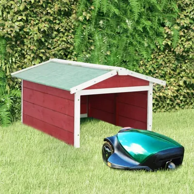 Produktbild von vidaXL Roboter-Rasenmäher Garage 72x87x50 cm Rot Weiß Tannenholz
