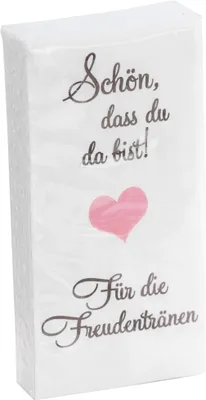 Produktbild von 10 x 10 Taschentücher 'Schön, dass du da bist - Für die Freudentränen' - taupe / rosa