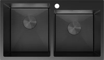 Immagine prodotto di Mexen Xorin lavello in acciaio a 2 vasche 780 x 450 mm, nero HC - 6441782000-70HC