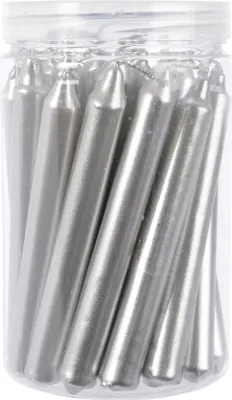 Produktbild von Set mit 22 silbernen Wachs-Tafelkerzen 10,5cm