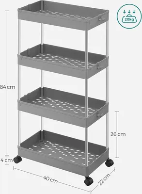 Produktbild von Famanu Aufbewahrungswagen mit Rollen für Küche, Büro, Bad - Multifunktionaler Trolley