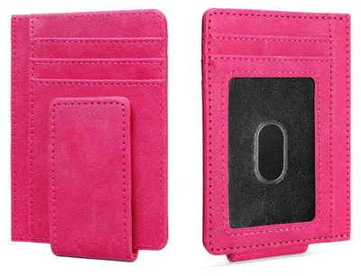 Produktbild von Geldbörse Kartenetui,Kunstleder RFID-Blocker Slim Geldbeutel Kreditkartenetui mit ID-Fenster und Schnellzugriff-Fach und mit Einer Geld Clip