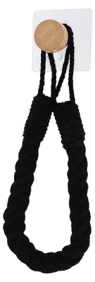 Produktbild von Abroller für toilettenpapier oder handtuchhalter seil + bambus auf sticker - schwarz - Tendance