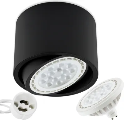 Produktbild von LUMILED Aufbauspot LED Aufbauleuchte Deckenspot Deckenlampe Spot rund schwarz + LED-Leuchtmittel ES111 GU10 15W Neutralweiß 4000K 230V 38°
