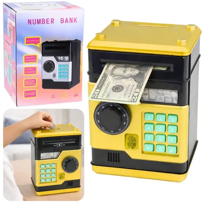 Immagine prodotto di Bancomat elettronico cassaforte salvadanaio luci suoni codice Pin oro