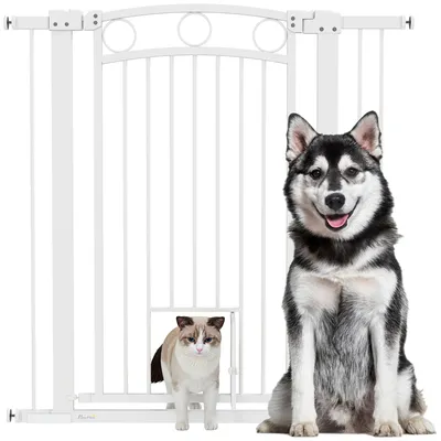 Image de Barrière de sécurité pour chien PawHut, 76-104 cm, barrière de sécurité sans perçage, barrière d'escalier
