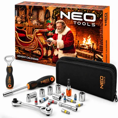 Produktbild von NEO TOOLS Adventskalender Werkzeug 40-teilig mit Bits und Stecknüssen