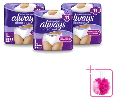 Image de 3 x Sous-vêtements absorbants pour l'incontinence Always Discreet - Taille L - Pack économique - 3 pièces