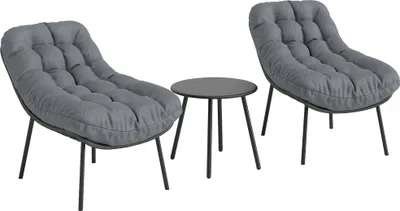 Image de Outsunny Salon de Jardin extérieur en résine tressée 2 personnes ensemble de meubles de jardin coussins de 15 cm d'épaisseur cadres en acier pour balcon terrasse patio, gris