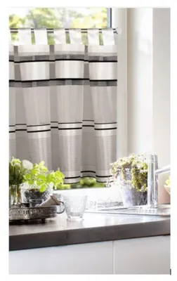 Produktbild von Schlaufenpanneau „Buzz“ - Kurzvorhang - Größe (HxB): 45x140cm weiß-schwarz