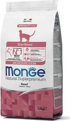 Obrázek produktu pro Monge 8009470005524, Dospělý jedinec, Jakékoli plemeno, Hovězí, 1,5 kg, Včetně antioxidantů