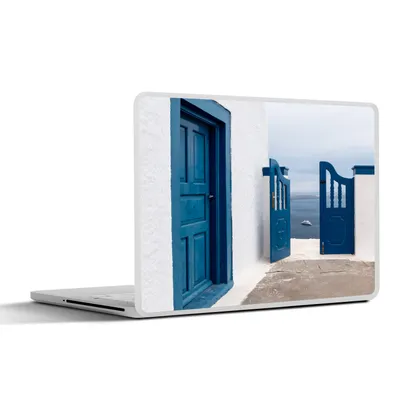 Produktbild von MuchoWow® Laptop Aufkleber Sticker Cover Tür - Blau - Weiß - Architektur 36.5x27.5 cm - Laptop-Sticker