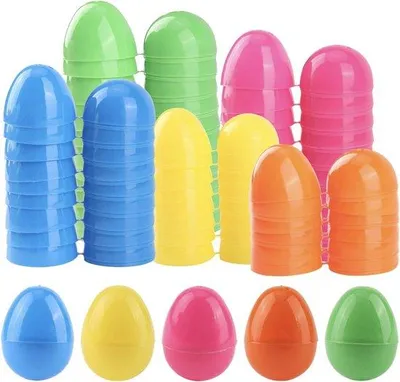 Immagine prodotto di Set di 6 uova di plastica colorate, dimensioni 4 x 6 cm – Uova di plastica riutilizzabili e colorate
