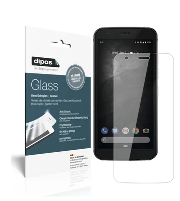 A product package for a screen protector is shown next to a smartphone with the screen protector applied.