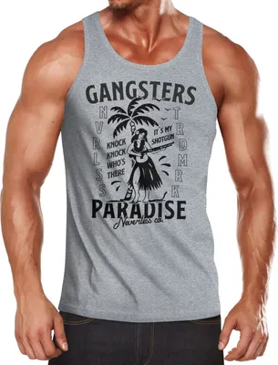 Produktbild von Herren Tank-Top Gangsters Paradise Printshirt T-Shirt Rapper Rap Muskelshirt Muscle Shirt Neverless® grau XL
