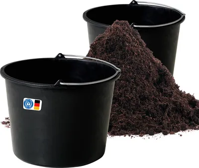 Produktbild von BigDean 2X Baueimer 20l - Mörteleimer mit Henkel - Eimer für Baustelle & Garten - Stabiler Wasserkübel, Betoneimer mit Skala, Blauer Engel - Germany