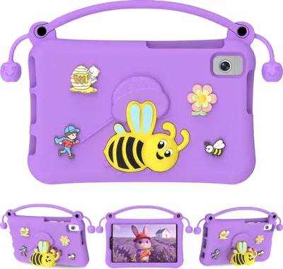 Produktbild von Kinder Hülle für Lenovo Tab One / Tab K9 8,7" Leicht Stoßfeste Kindgerechtes Schutzhülle mit Griff, Biene Ständer Lila