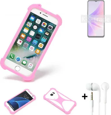 Produktbild von K-S-Trade Bumper + Kopfhörer kompatibel mit Oppo A77 5G Handy Hülle Schutzhülle Silikon Schutz Hülle Cover Case Silikoncase Silikonbumper TPU