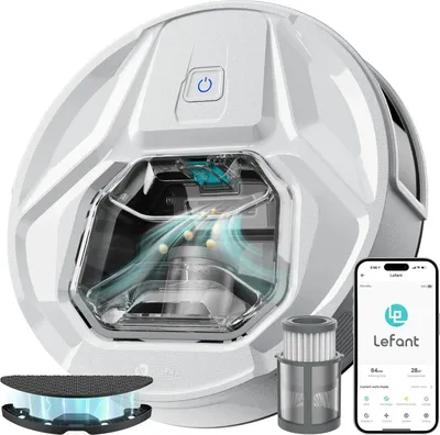 Image de Aspirateur robot, puissance d'aspiration 6000Pa, bac à poussière 800ml, autonomie 210 minutes, M320-EU-Blanc, EU