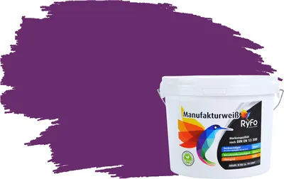 Produktbild von RyFo Colors Bunte Wandfarbe Manufakturweiß Lila 3l - weitere Grau Farbtöne und Größen erhältlich, Deckkraft Klasse 1, Nassabrieb Klasse 1