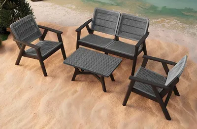 Produktbild von Stilvolles Terrassen Set Designer Gartenmöbel Bank Couchtisch Sessel
